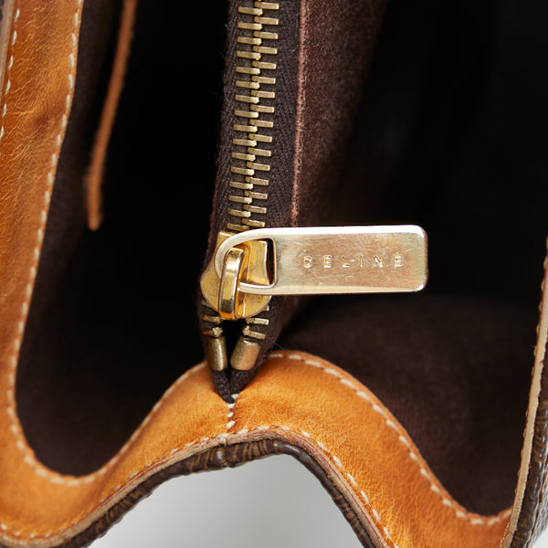 セリーヌ マカダム ハンドバッグ ブラウン PVC レザー レディース CELINE 【中古】