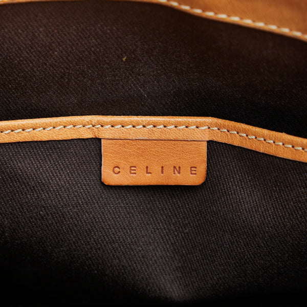 セリーヌ マカダム ハンドバッグ ブラウン PVC レザー レディース CELINE 【中古】