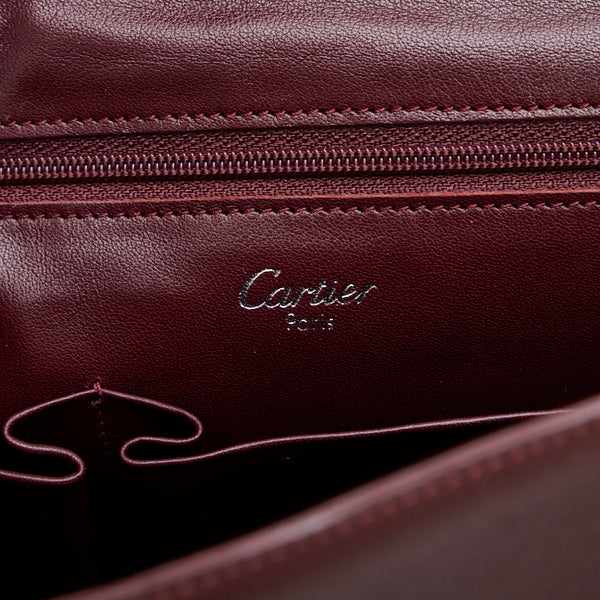 カルティエ マストライン トートバッグ ショルダーバッグ ボルドー ワインレッド レザー レディース CARTIER 【中古】