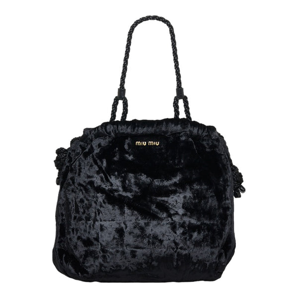 ミュウミュウ ショルダーバッグ トートバッグ ブラック ベロア レディース MIUMIU 【中古】