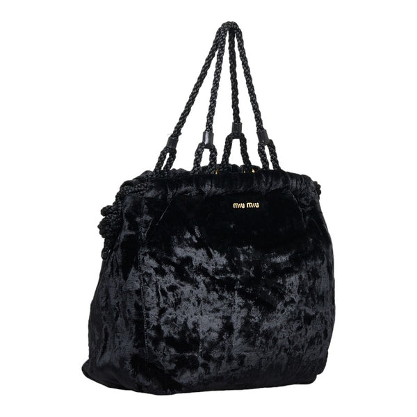 ミュウミュウ ショルダーバッグ トートバッグ ブラック ベロア レディース MIUMIU 【中古】