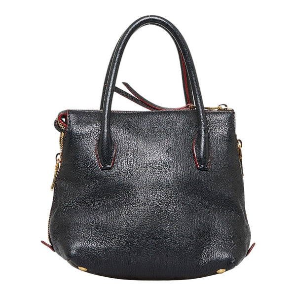 ミュウミュウ ハンドバッグ ブラック レザー レディース MIUMIU 【中古】