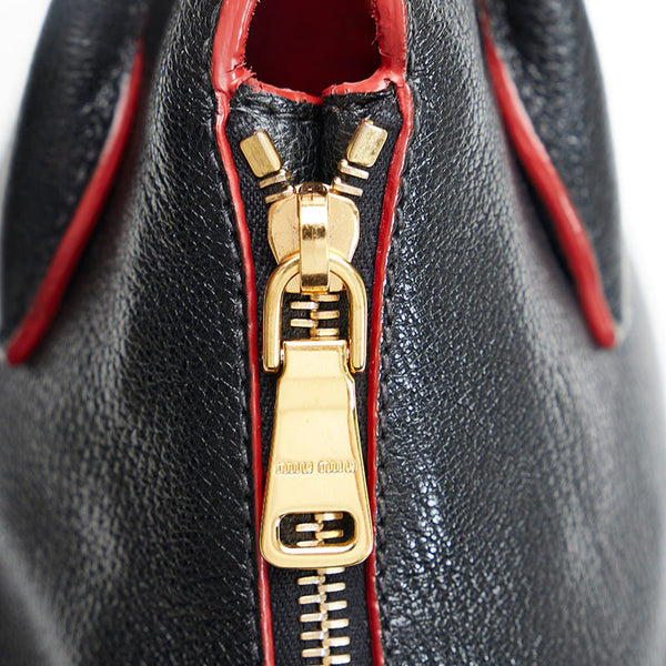 ミュウミュウ ハンドバッグ ブラック レザー レディース MIUMIU 【中古】