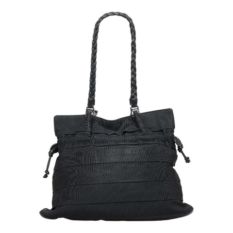 サルヴァトーレフェラガモ ヴァラ トートバッグ ブラック キャンバス レザー レディース Salvatore Ferragamo 【中古】