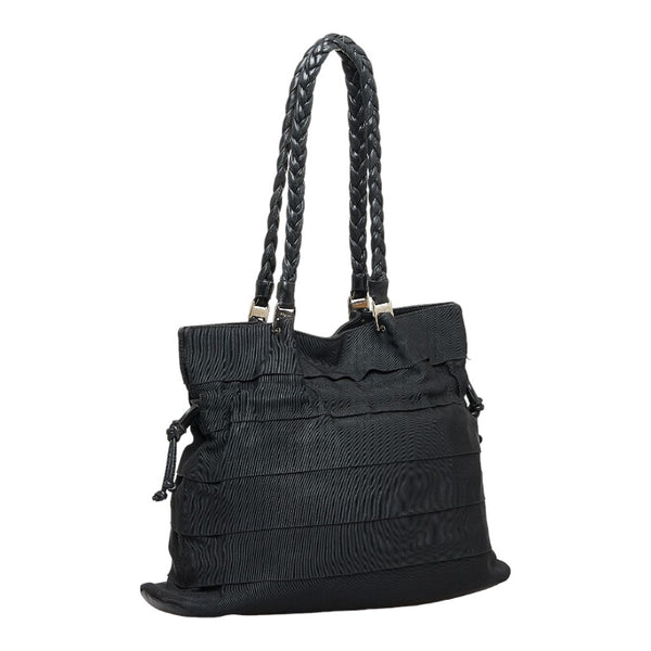 サルヴァトーレフェラガモ ヴァラ トートバッグ ブラック キャンバス レザー レディース Salvatore Ferragamo 【中古】