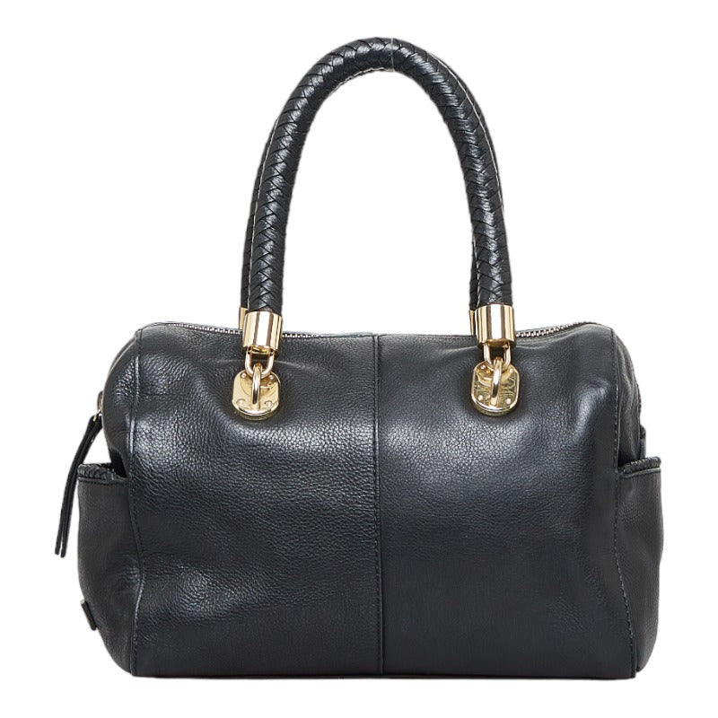 コールハーン ボストンバッグ ハンドバッグ ブラック ゴールド レザー レディース COLE HAAN 【中古】