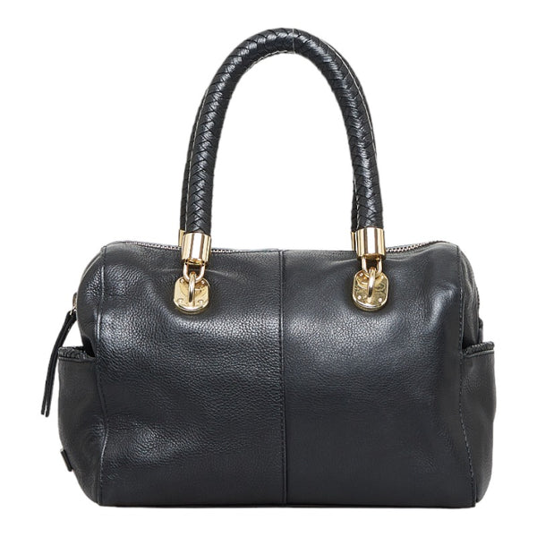 コールハーン ボストンバッグ ハンドバッグ ブラック ゴールド レザー レディース COLE HAAN 【中古】