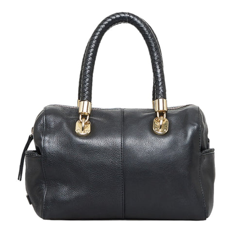 コールハーン ボストンバッグ ハンドバッグ ブラック ゴールド レザー レディース COLE HAAN 【中古】