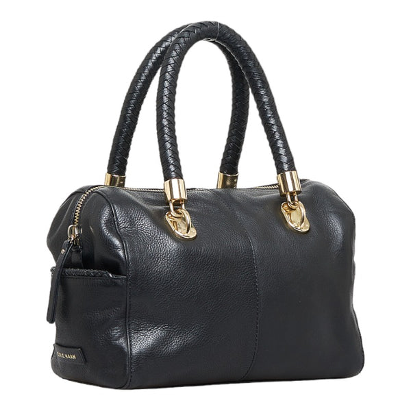 コールハーン ボストンバッグ ハンドバッグ ブラック ゴールド レザー レディース COLE HAAN 【中古】