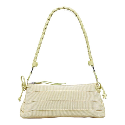 サルヴァトーレフェラガモ ワンショルダーバッグ ハンドバッグ グリーン キャンバス ナイロン レザー レディース Salvatore Ferragamo 【中古】