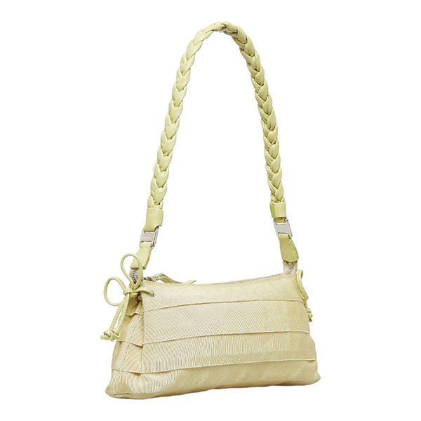 サルヴァトーレフェラガモ ワンショルダーバッグ ハンドバッグ グリーン キャンバス ナイロン レザー レディース Salvatore Ferragamo 【中古】