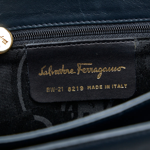 サルヴァトーレフェラガモ ワンショルダーバッグ ハンドバッグ ブルー ゴールド レザー レディース Salvatore Ferragamo 【中古】