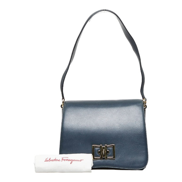 サルヴァトーレフェラガモ ワンショルダーバッグ ハンドバッグ ブルー ゴールド レザー レディース Salvatore Ferragamo 【中古】