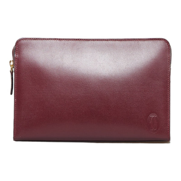 カルティエ マトラッセ クラッチバッグ セカンドバッグ ボルドー レッド レザー レディース CARTIER 【中古】