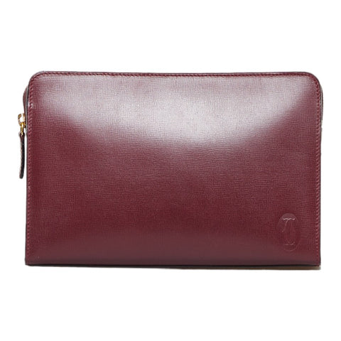 カルティエ マトラッセ クラッチバッグ セカンドバッグ ボルドー レッド レザー レディース CARTIER 【中古】