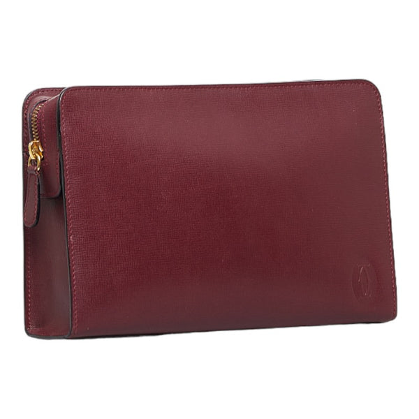 カルティエ マトラッセ クラッチバッグ セカンドバッグ ボルドー レッド レザー レディース CARTIER 【中古】