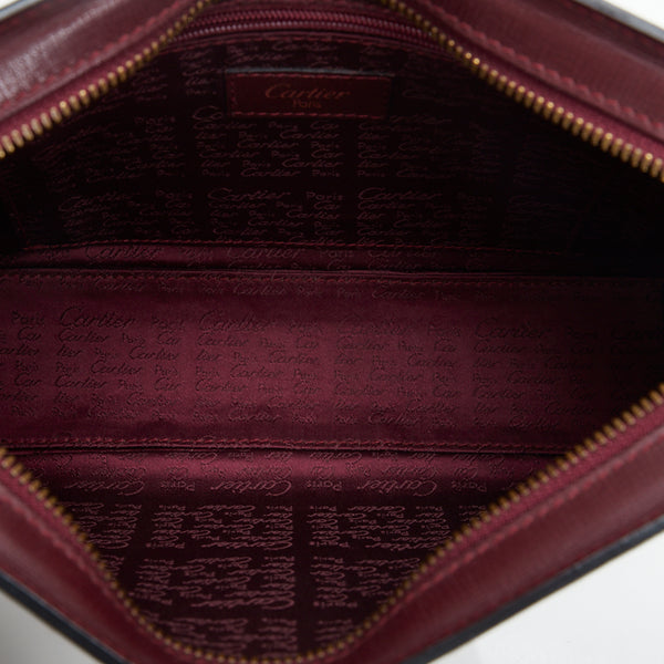 カルティエ マトラッセ クラッチバッグ セカンドバッグ ボルドー レッド レザー レディース CARTIER 【中古】
