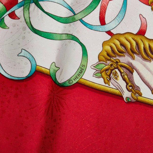 エルメス Luna Park 遊園地 スカーフ ストール レッド マルチカラー シルク レディース HERMES 【中古】