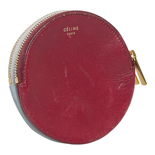 セリーヌ バイカラー コインケース F-ZP-0163 レッド ブルー レザー レディース CELINE 【中古】
