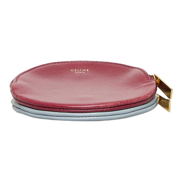 セリーヌ バイカラー コインケース F-ZP-0163 レッド ブルー レザー レディース CELINE 【中古】