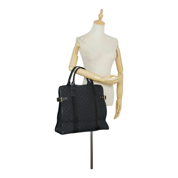 グッチ GGキャンバス ハンドバッグ トートバッグ 115517 ブラック キャンバス レザー レディース GUCCI 【中古】