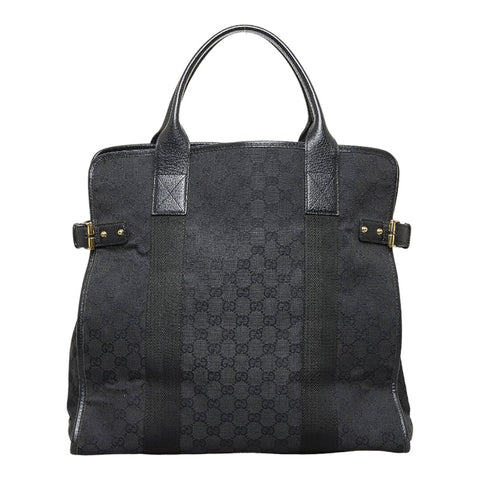 グッチ GGキャンバス ハンドバッグ トートバッグ 115517 ブラック キャンバス レザー レディース GUCCI 【中古】