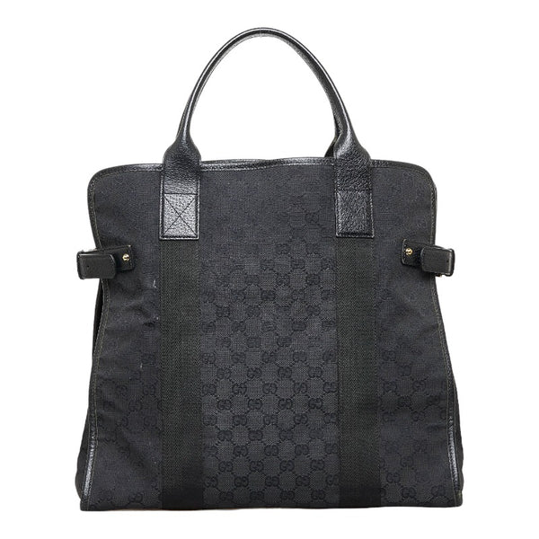 グッチ GGキャンバス ハンドバッグ トートバッグ 115517 ブラック キャンバス レザー レディース GUCCI 【中古】