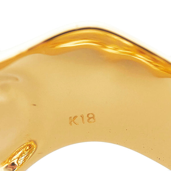 K18YG イエローゴールド パール12.1mm ダイヤ0.45ct ゴールデンパール リング 指輪 レディース 12.5号 【中古】