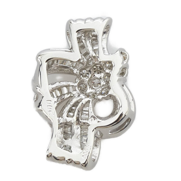 Pt900 プラチナ ダイヤ2.00ct リボン モチーフ ペンダントトップ レディース 【中古】