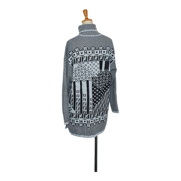 フェンディ FFロゴ 総柄 ハイネックニット セーター サイズ:42 グレー ウール メンズ FENDI 【中古】