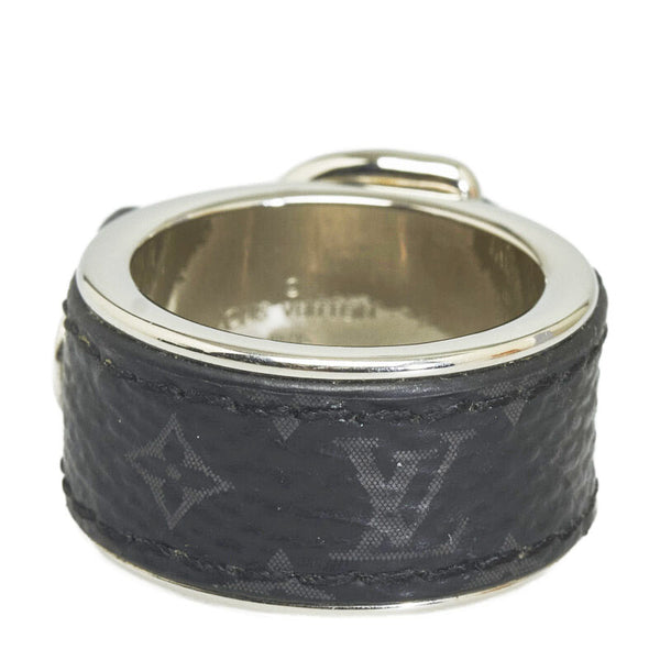 ルイ ヴィトン モノグラム エクリプス バーグ M リング 指輪 M64242 ブラック シルバー メタル レザー メンズ LOUIS VUITTON 【中古】