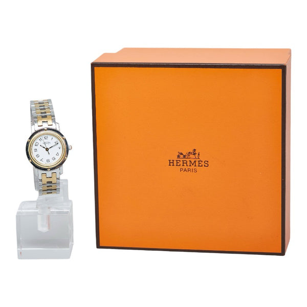 エルメス クリッパー 腕時計 CL4.220.130 3752 クオーツ ホワイト文字盤 ステンレススチール レディース HERMES 【中古】
