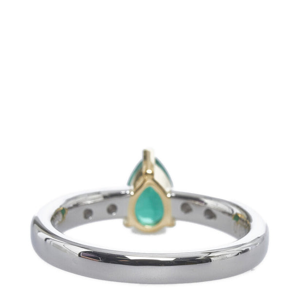 Pt900 プラチナ K18 ゴールド コンビ エメラルド0.56ct ダイヤ0.08ct リング 指輪 レディース 12.5号 【中古】