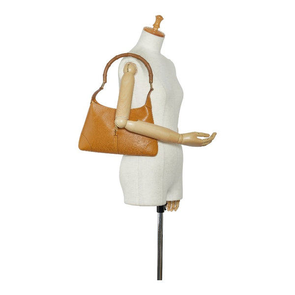 グッチ バンブー ジャッキー ハンドバッグ ワンショルダーバッグ 001 4060 ブラウン キャメル レザー レディース GUCCI 【中古】