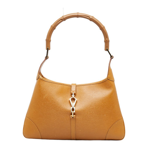 グッチ バンブー ジャッキー ハンドバッグ ワンショルダーバッグ 001 4060 ブラウン キャメル レザー レディース GUCCI 【中古】
