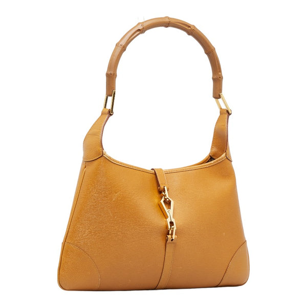 グッチ バンブー ジャッキー ハンドバッグ ワンショルダーバッグ 001 4060 ブラウン キャメル レザー レディース GUCCI 【中古】