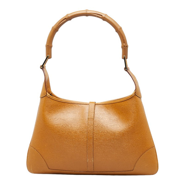 グッチ バンブー ジャッキー ハンドバッグ ワンショルダーバッグ 001 4060 ブラウン キャメル レザー レディース GUCCI 【中古】