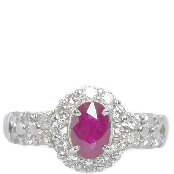 Pt900 プラチナ ルビー0.68ct ダイヤ0.45ct リング 指輪 レディース 8号 【中古】