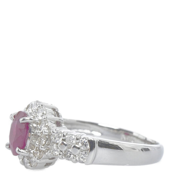 Pt900 プラチナ ルビー0.68ct ダイヤ0.45ct リング 指輪 レディース 8号 【中古】