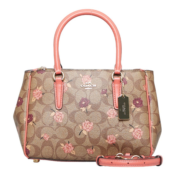 コーチ フラワー 花柄 ショルダーバッグ ハンドバッグ 2WAY F44961 ベージュ ブラウン PVC レザー レディース COACH 【中古】