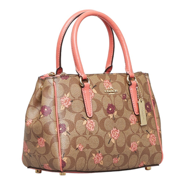 コーチ フラワー 花柄 ショルダーバッグ ハンドバッグ 2WAY F44961 ベージュ ブラウン PVC レザー レディース COACH 【中古】