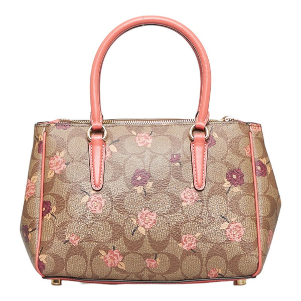 コーチ フラワー 花柄 ショルダーバッグ ハンドバッグ 2WAY F44961 ベージュ ブラウン PVC レザー レディース COACH 【中古】