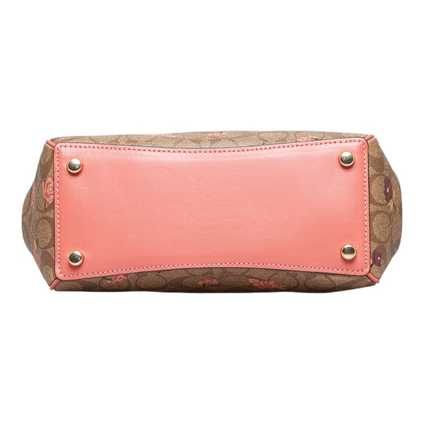 コーチ フラワー 花柄 ショルダーバッグ ハンドバッグ 2WAY F44961 ベージュ ブラウン PVC レザー レディース COACH 【中古】