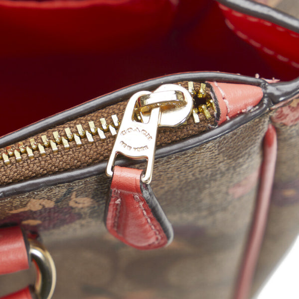 コーチ フラワー 花柄 ショルダーバッグ ハンドバッグ 2WAY F44961 ベージュ ブラウン PVC レザー レディース COACH 【中古】