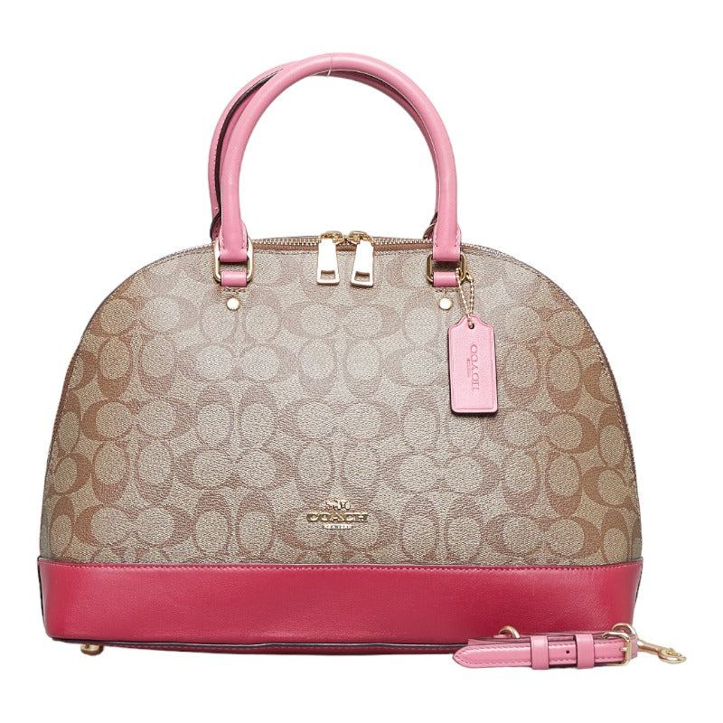 コーチ シグネチャー ショルダーバッグ ハンドバッグ 2WAY F29564 ベージュ ピンク PVC レザー レディース COACH 【中古】