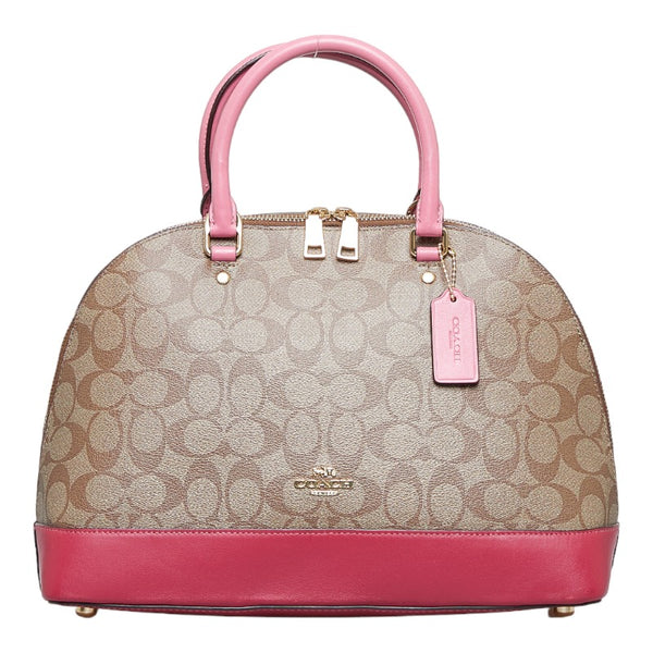 コーチ シグネチャー ショルダーバッグ ハンドバッグ 2WAY F29564 ベージュ ピンク PVC レザー レディース COACH 【中古】