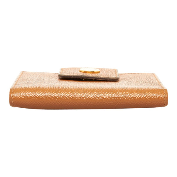 ブルガリ 二つ折り財布 コンパクトウォレット ブラウン キャメル レザー レディース BVLGARI 【中古】