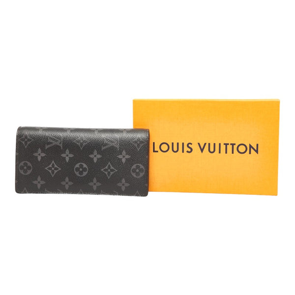 ルイ ヴィトン モノグラム エクリプス ポルトフォイユ ブラザ  長財布 M61697 ブラック PVC レザー メンズ LOUIS VUITTON 【中古】