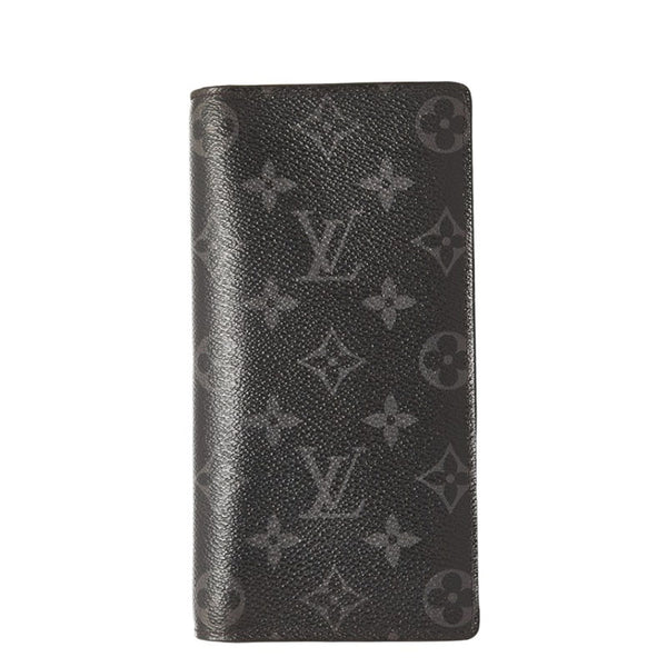ルイ ヴィトン モノグラム エクリプス ポルトフォイユ ブラザ  長財布 M61697 ブラック PVC レザー メンズ LOUIS VUITTON 【中古】
