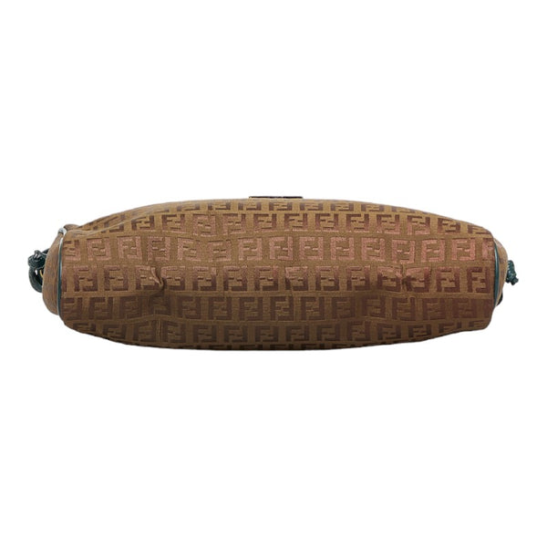 フェンディ ズッキーノ 斜め掛け ショルダーバッグ ブラウン グリーン キャンバス レザー レディース FENDI 【中古】